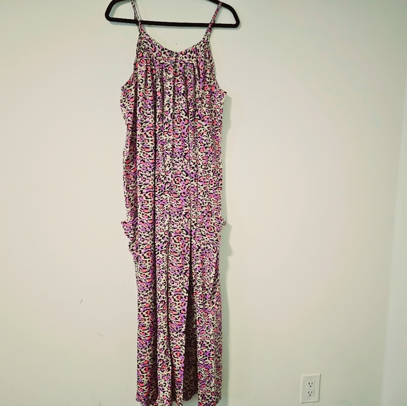 KARMA Hwy Silky Relaxed Palazzo Jumper Purple Leopard NWT OS - Picture 5 of 8
